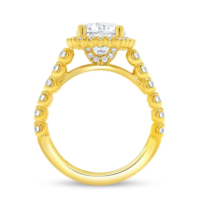 0.85ctw Round Halo Engagement Ring