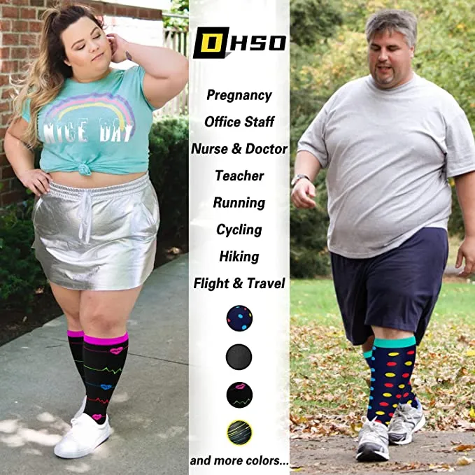 1-Pairs ECG Design Big Calf Compression Socks for Man and Woman (20-30 mmHG）| ACTINPUT