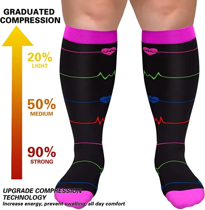 1-Pairs ECG Design Big Calf Compression Socks for Man and Woman (20-30 mmHG）| ACTINPUT