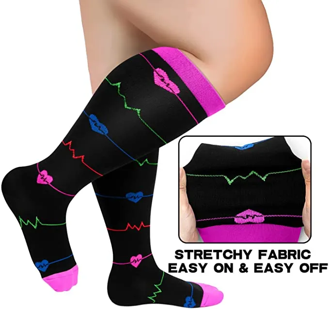 1-Pairs ECG Design Big Calf Compression Socks for Man and Woman (20-30 mmHG）| ACTINPUT
