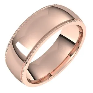 10K Rose 7 mm Rope Half Round Comfort Fit Band Size 7.5