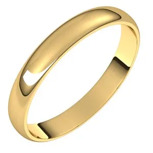 10K Yellow 3 mm Half Round Ultra-Light Band Size 8