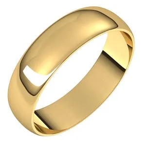 10K Yellow 5 mm Half Round Ultra-Light Band Size 8.5