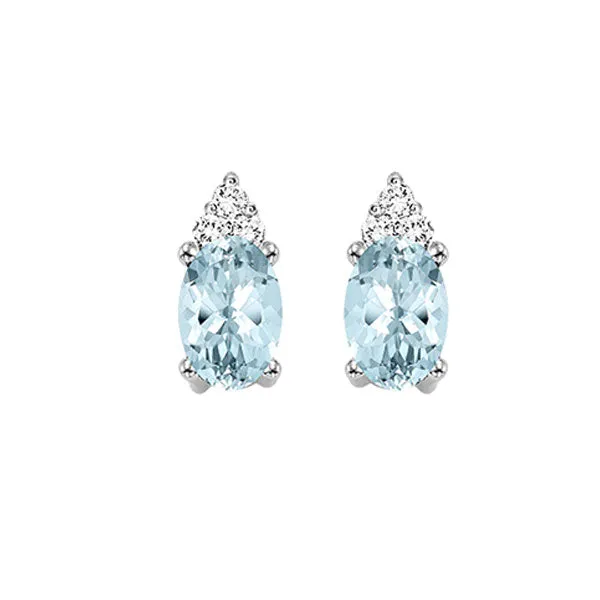 10KT White Gold & Diamond Classic Book 10K Birthstone Ensembles Fashion Earrings  - 1/10 ctw