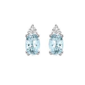 10KT White Gold & Diamond Classic Book 10K Birthstone Ensembles Fashion Earrings  - 1/10 ctw