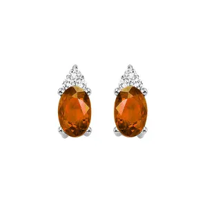 10KT White Gold & Diamond Classic Book 10K Birthstone Ensembles Fashion Earrings  - 1/10 ctw