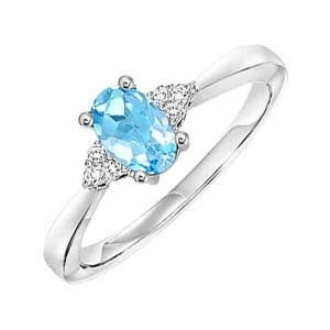 10KT White Gold & Diamond Classic Book 10K Birthstone Ensembles Fashion Ring  - 1/10 ctw