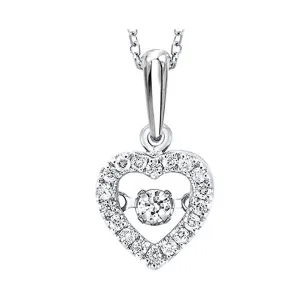 10KT White Gold & Diamond Classic Book Rhythm Of Love Neckwear Pendant  - 1/5 ctw