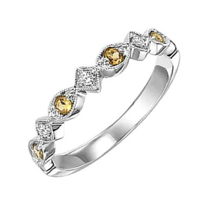 10KT White Gold & Diamond Classic Book Stackable Fashion Ring   - 1/10 ctw