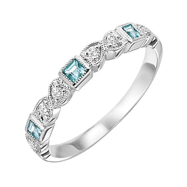 10KT White Gold & Diamond Classic Book Stackable Fashion Ring   - 1/10 ctw