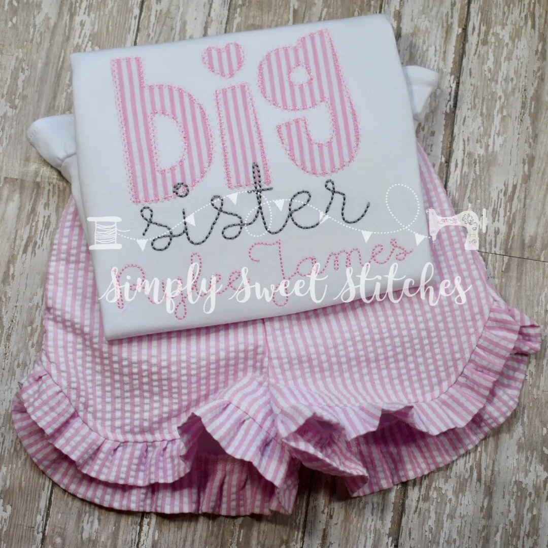 1366 - BIG SISTER NAME - APPLIQUE CHILD SHIRT