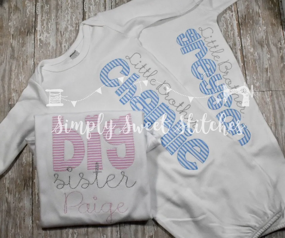 1366 - BIG SISTER NAME - APPLIQUE CHILD SHIRT