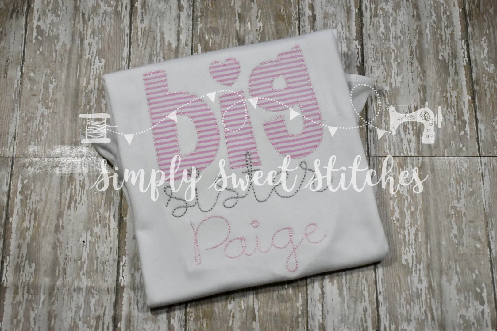 1366 - BIG SISTER NAME - APPLIQUE CHILD SHIRT