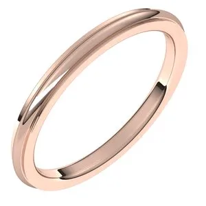 14K Rose 2 mm Comfort Fit Edge Band Size 6