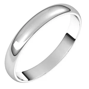 14K White 3 mm Half Round Ultra-Light Band Size 9