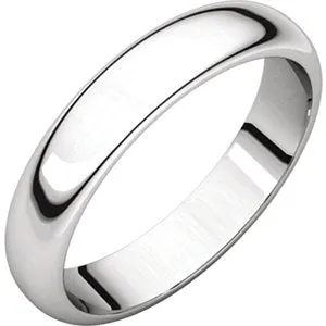 14K White 4 mm Half Round Band Size 9.5