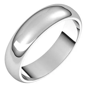 14K White 5 mm Half Round Band Size 6