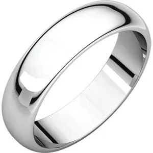 14K White 5 mm Half Round Band Size 9.5