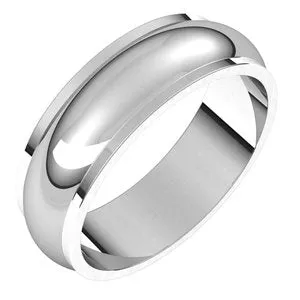 14K White 6 mm Half Round Edge Band Size 8