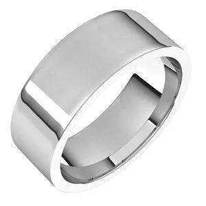 14K White 7 mm Flat Comfort Fit Light Band Size 8.5