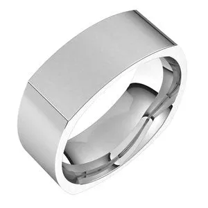 14K White 7 mm Square Comfort Fit Band Size 13.5