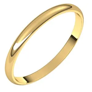 14K Yellow 2 mm Half Round Ultra-Light Band Size 8