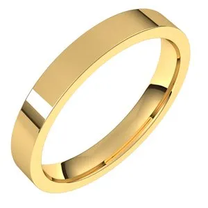 14K Yellow 3 mm Flat Comfort Fit Light Band Size 7.5