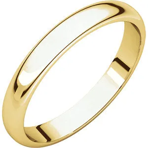 14K Yellow 3 mm Half Round Band Size 9.5