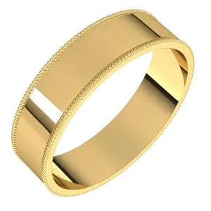 14K Yellow 5 mm Milgrain Flat Comfort Fit Band Size 10.5