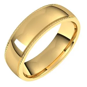14K Yellow 6 mm Rope Half Round Comfort Fit Band Size 10.5