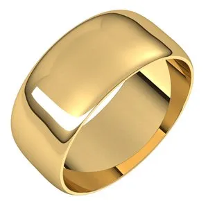14K Yellow 8 mm Half Round Ultra-Light Band Size 10.5