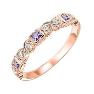 14KT Pink Gold & Diamond Classic Book Stackable Fashion Ring  - 1/10 ctw