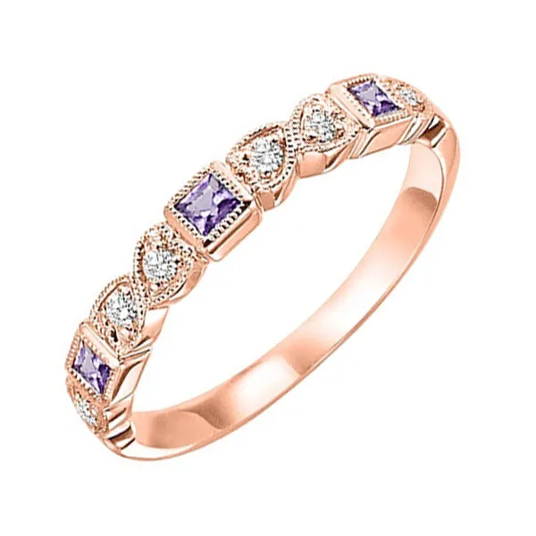 14KT Pink Gold & Diamond Classic Book Stackable Fashion Ring  - 1/10 ctw