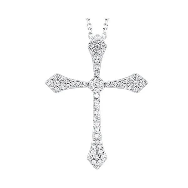 14KT White Gold & Diamond Classic Book Cross Pendants Neckwear Pendant   - 1/3 ctw