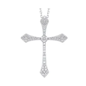 14KT White Gold & Diamond Classic Book Cross Pendants Neckwear Pendant   - 1/3 ctw