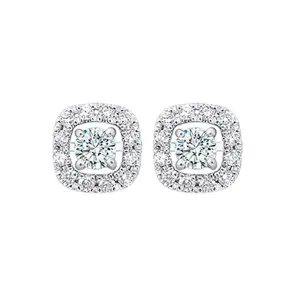 14KT White Gold & Diamond Classic Book Jackets Fashion Earrings  - 1/5 ctw