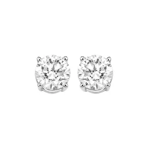 14KT White Gold & Diamond Classic Book Round Stud Earrings  - 1 ctw