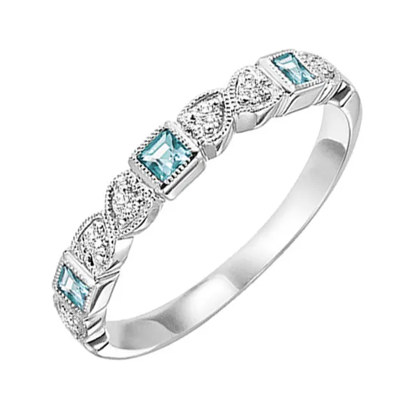 14KT White Gold & Diamond Classic Book Stackable Fashion Ring  - 1/10 ctw