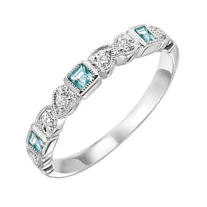 14KT White Gold & Diamond Classic Book Stackable Fashion Ring  - 1/10 ctw