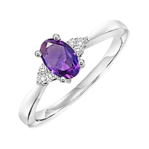 14KT White Gold & Diamond Gemstone Ring