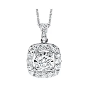 14KT White Gold & Diamond Solitaire Pendant -  1/3 ctw