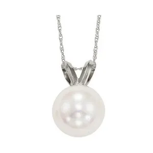 14KT White Gold Classic Book Akoya Pearl Neckwear Pendant