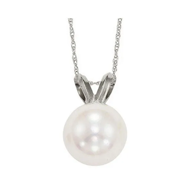 14KT White Gold Classic Book Akoya Pearl Neckwear Pendant