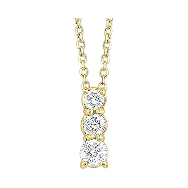 14KT Yellow Gold & Diamond Classic Book 3 Stone Neckwear Pendant  - 1/4 ctw