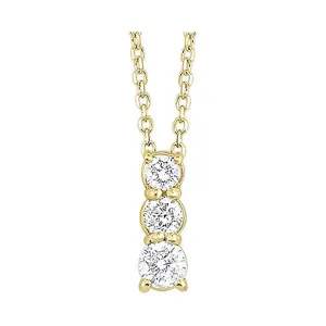 14KT Yellow Gold & Diamond Classic Book 3 Stone Neckwear Pendant  - 1/4 ctw
