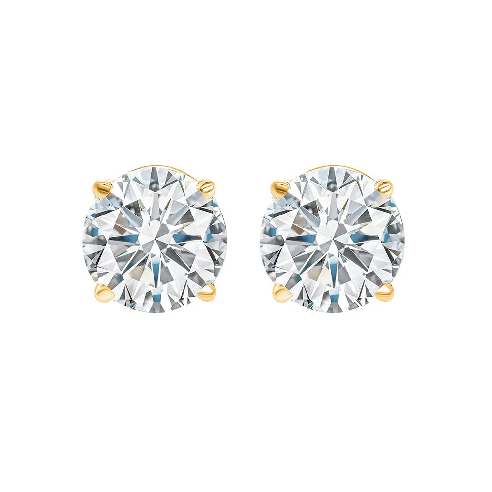 14KT Yellow Gold & Diamond Round Stud Earrings  - 1-1/4 ctw