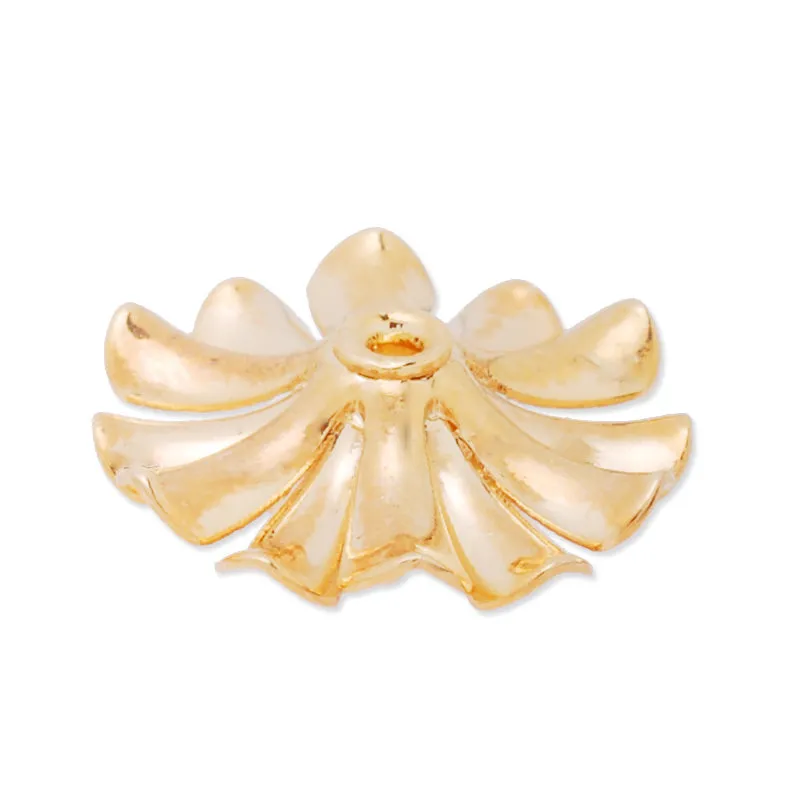 14mm golden 3D Brass flower component,Center Hole,easy use,20pcs/lot