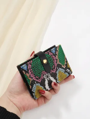 1pc Snakeskin Print Multi-Card Wallet - Multicolor