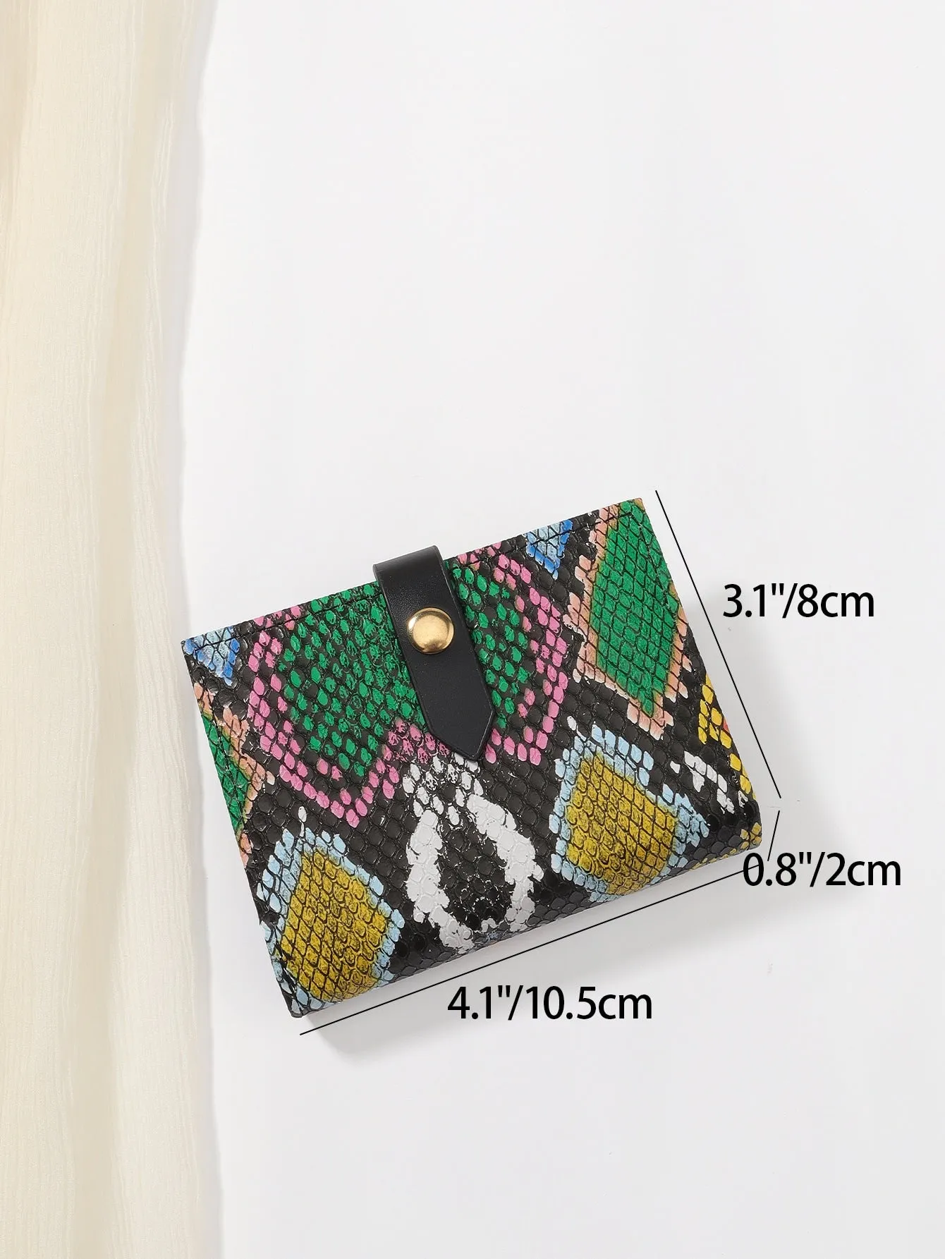 1pc Snakeskin Print Multi-Card Wallet - Multicolor