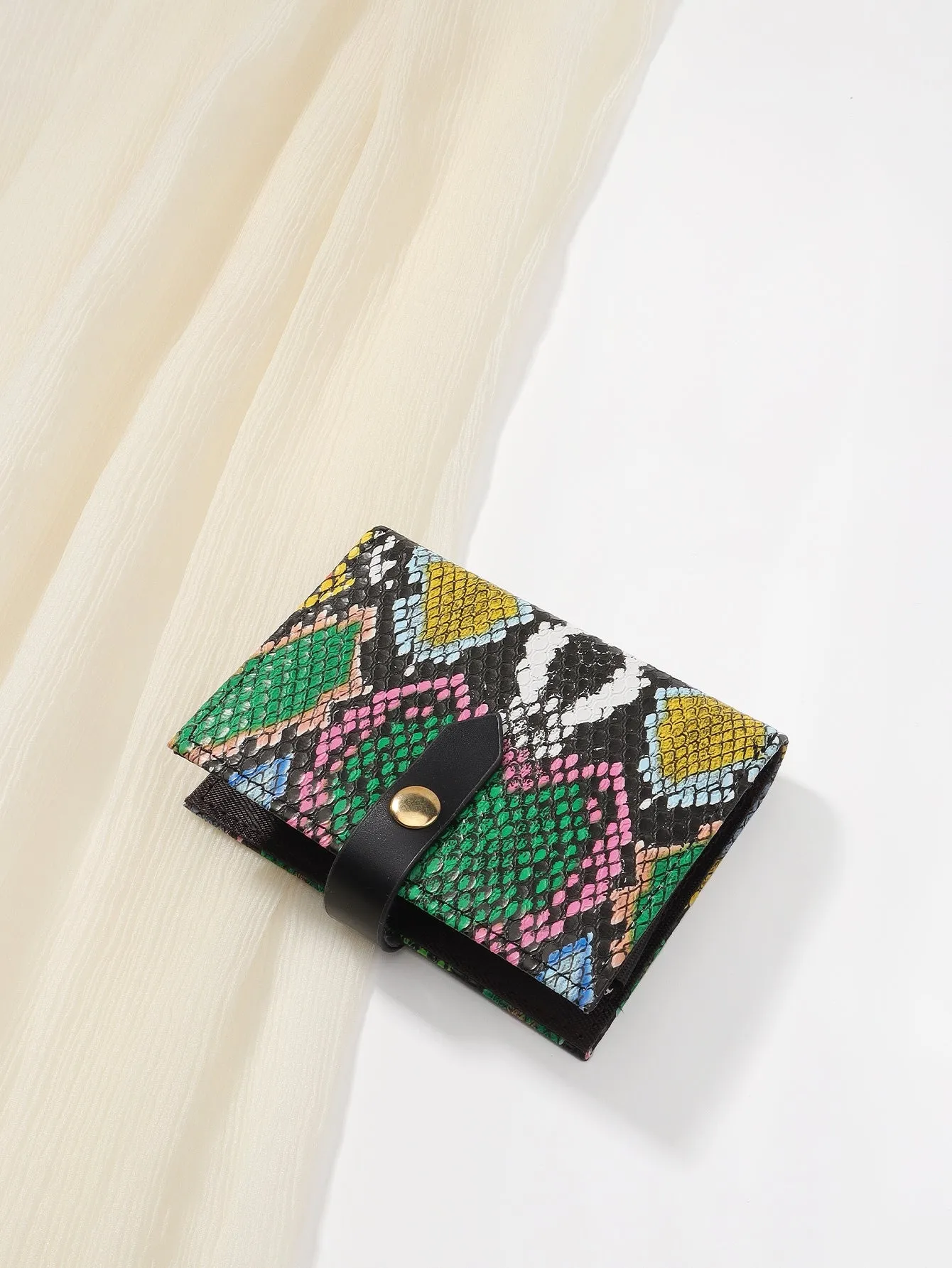 1pc Snakeskin Print Multi-Card Wallet - Multicolor